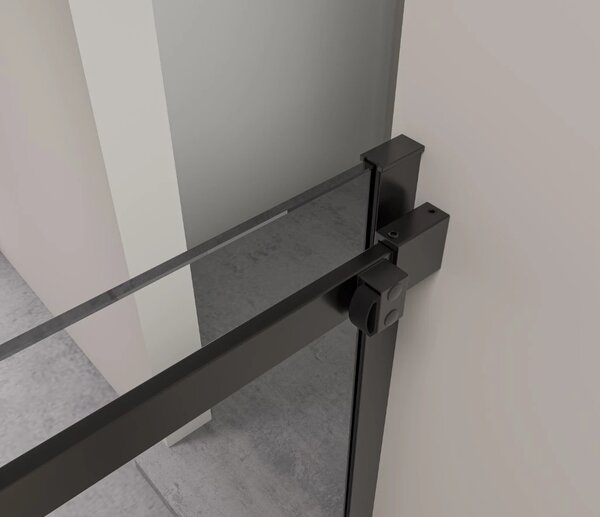 Erga Lynn, cabină de duș cu ușă glisantă 90 (uşă) x 100 (perete) x 195 cm, sticlă transparentă de 8 mm, profil negru, ERG-V02-LYNN-D090G100-CL-BK