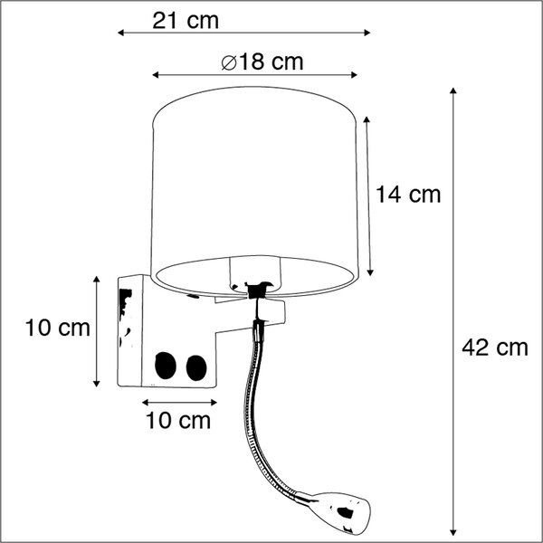 Lampă de perete modernă albă cu abajur din catifea neagră - Brescia