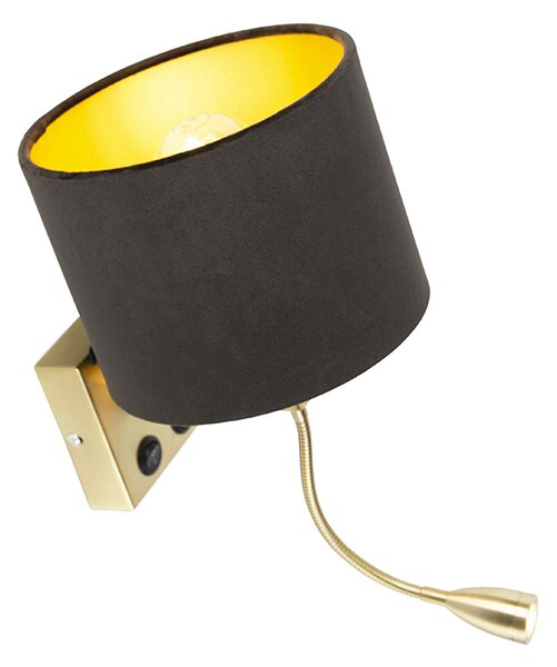 Lampa de perete moderna din alamă cu abajur din catifea neagră - Brescia