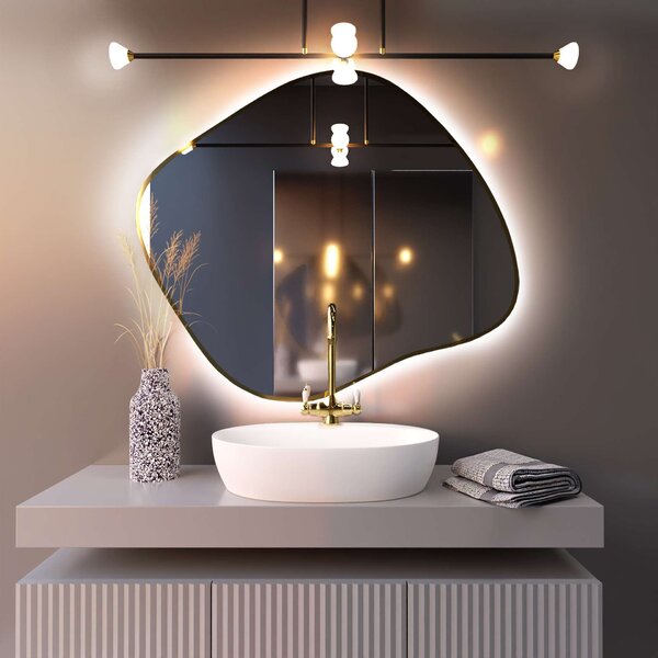 Smartwoods Tiny Borderbright oglindă 100x86 cm cu iluminare auriu 5904107902753