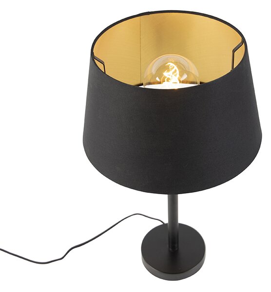 Lampă de masă clasică neagră cu abajur negru 32 cm - Simplo
