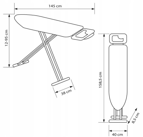 Erga Model 107, masa de calcat 145x38x94 cm, gri-antracit, ERG-SEP-10DESPRREK20