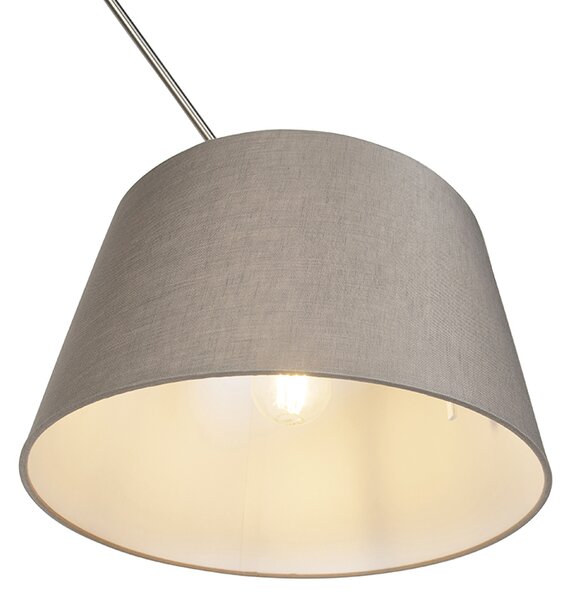 Lampă suspendată din oțel cu abajur din in taupe de 35 cm - Blitz
