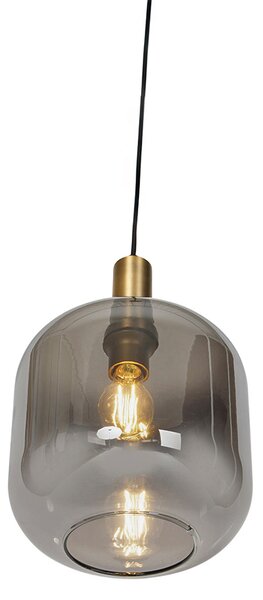 Lampă suspendată de design neagră și aurie cu sticlă fumurie - Zuzanna