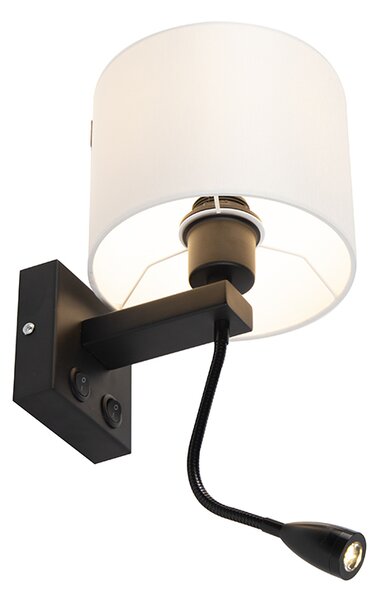 Lampa de perete moderna neagra cu abajur alb - Brescia