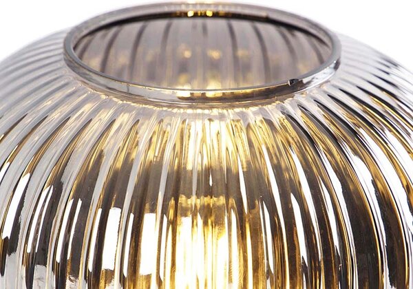 Lampă de masă Art Deco neagră cu sticlă fumurie - Karel