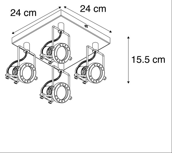 Spotlight industrial din oțel cu 4 lumini rotative și orientabile - Suplux