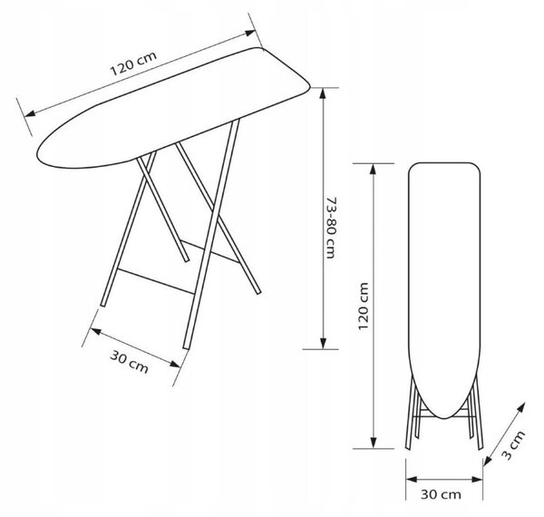 Erga Model TIRI, masa de calcat 120x30x80 cm, MIX-argintiu, ERG-SEP-10PRASOTIRI11