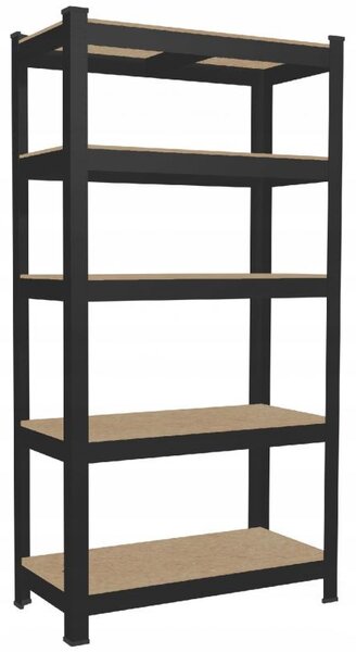 Raft negru cu 5 rafturi 90 x 180 x 40 cm