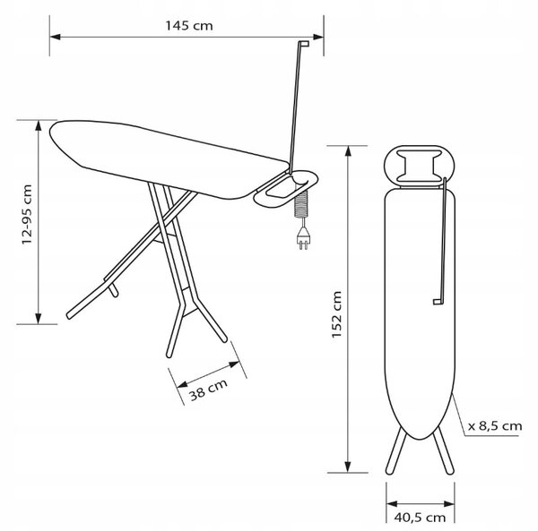 Erga Model 205, masa de calcat 145x38x95 cm, multicolor-argintiu, ERG-SEP-10DESPRREK205