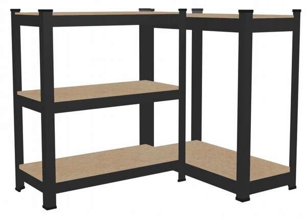 Raft negru cu 5 rafturi 90 x 180 x 40 cm