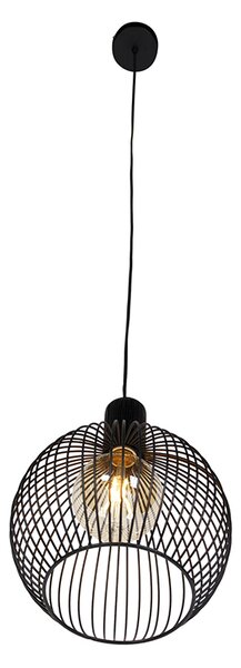Lampă rotundă pendant de design neagră 30 cm - Dos