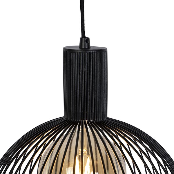 Lampă rotundă pendant de design neagră 30 cm - Dos