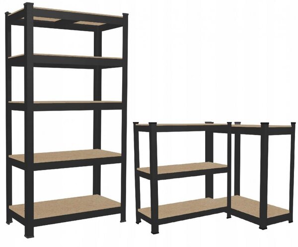 Raft negru cu 5 rafturi 90 x 180 x 40 cm