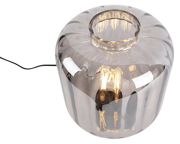 Lampă de masă de design neagră cu sticlă fumurie - Qara