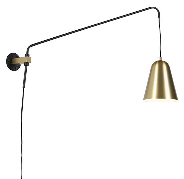 Lampă de perete retro aurie/alamă cu abajur - Demi