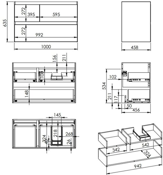 Elita Split dulap 100x45.8x63.5 cm sub chiuveta pe perete verde RE011005157010