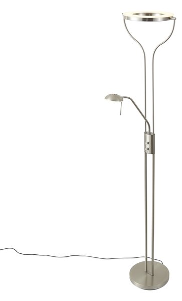 Lampa de podea moderna din otel cu brat de citit, incluzand LED si dimmer - Divo