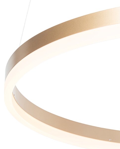 Lampă pendant de design aurie 60 cm incluzând LED cu dimmer în 3 trepte - Anello