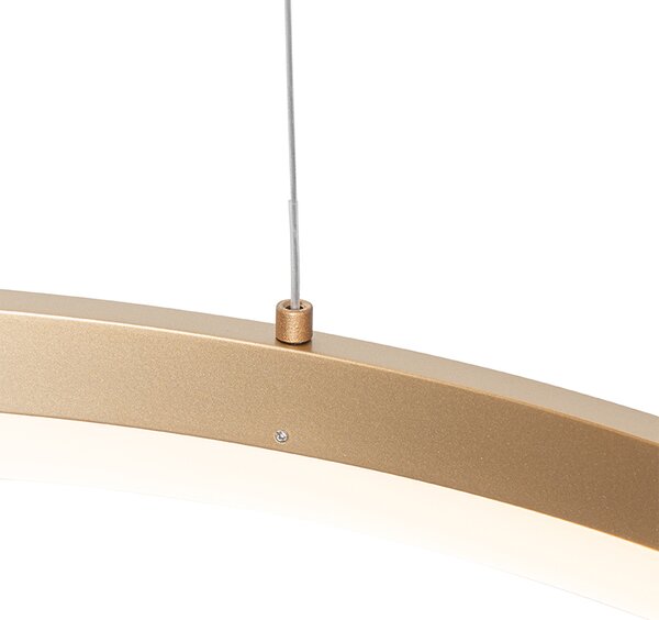 Lampă pendant de design aurie 60 cm incluzând LED cu dimmer în 3 trepte - Anello