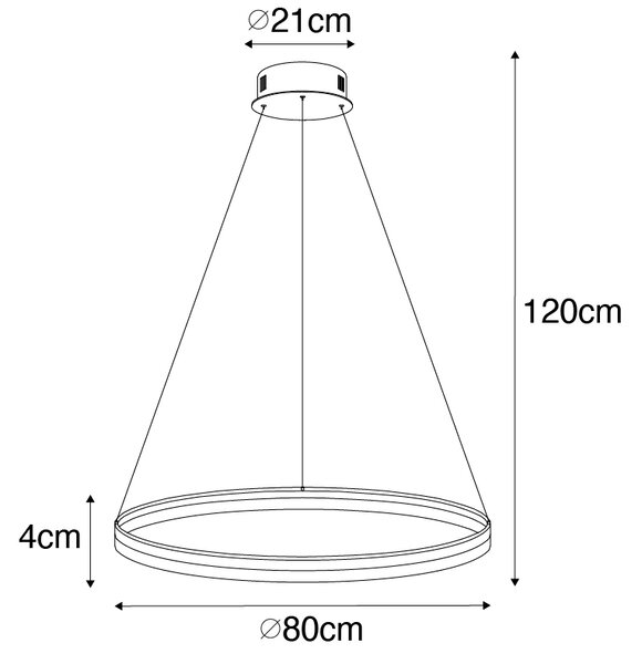 Lampă suspendată de design aurie 80 cm incluzând LED cu dimmer în 3 trepte - Anello