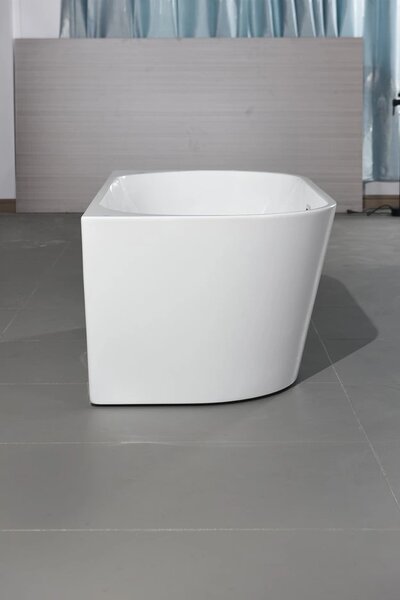 Erga Norah, cada de baie autoportanta pe perete 150x75 cm + dop de scurgere, alb lucios, ERG-Norah-150075-WH-WH
