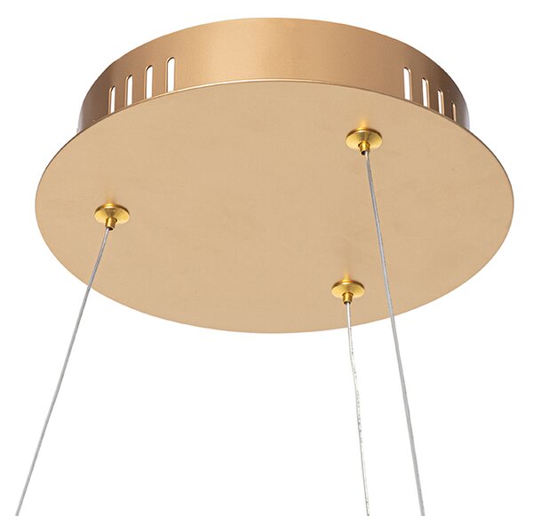 Lampă pendant de design aurie 60 cm incluzând LED cu dimmer în 3 trepte - Anello