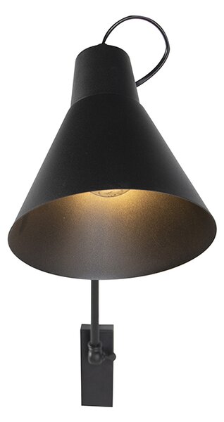 Lampa de perete de design neagră reglabilă - Luna