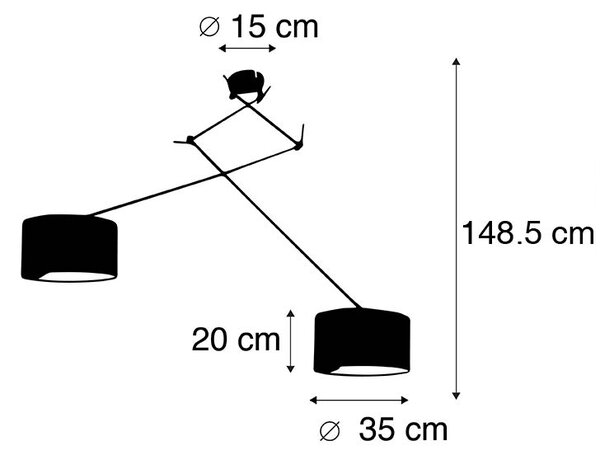 Lampă suspendată neagră cu abajur 35 cm verde reglabil 2 lumini - Blitz