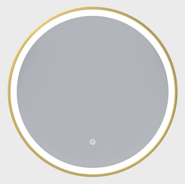 Erga Olivia, oglinda LED rotunda 60cm, cadru metalic auriu, 1380 lm, 6500K, iluminare fata, ERG-V01-202-6060-GD