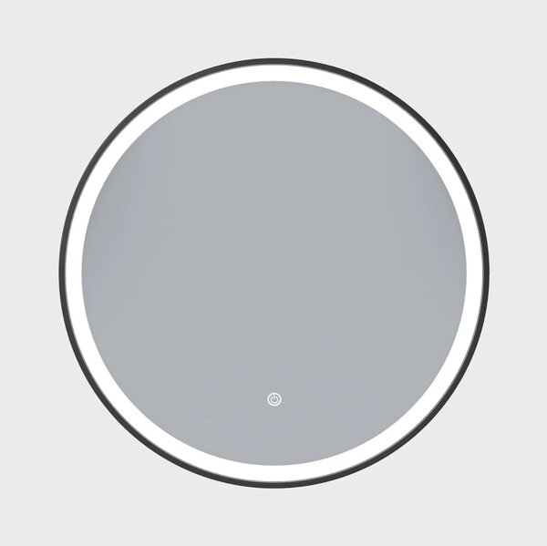 Erga Olivia, oglinda LED rotunda 60cm, cadru metalic negru, 1380 lm, 6500K, iluminare fata, ERG-V01-202-6060-BK