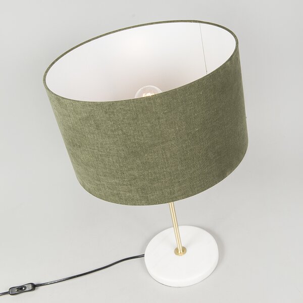 Lampă de masă din alamă cu abajur verde 35 cm - Kaso