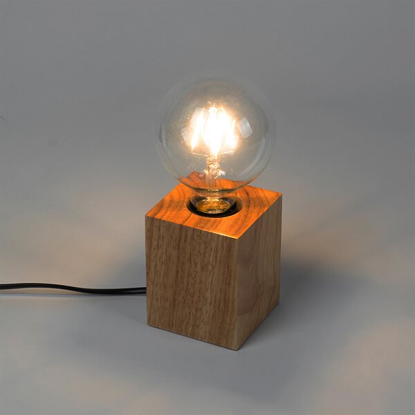 Lampă de masă rustică din lemn natural - Bloc