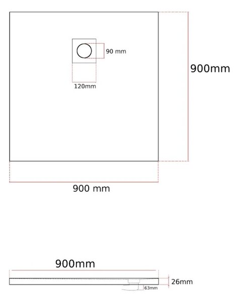 Gamma Erga Oldaf, cadă de duș pătrată SMC 90 x 90 cm, negru mat, ERG-GMA-OL-9090BK