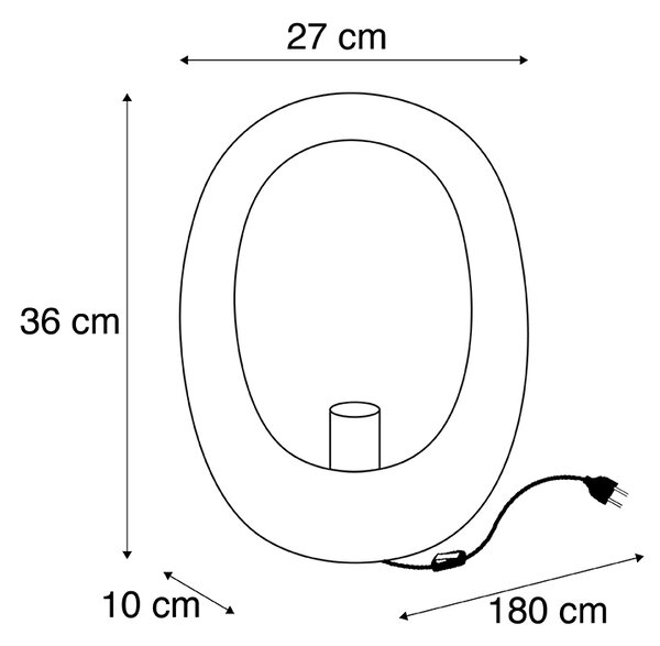 Lampa de masă de design neagră cu interior auriu 36 cm - Cova