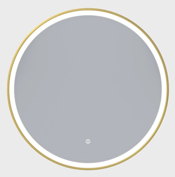 Erga Olivia, oglinda LED rotunda 80cm, cadru metalic auriu, 1840 lm, 6500K, iluminare fata, ERG-V01-202-8080-GD