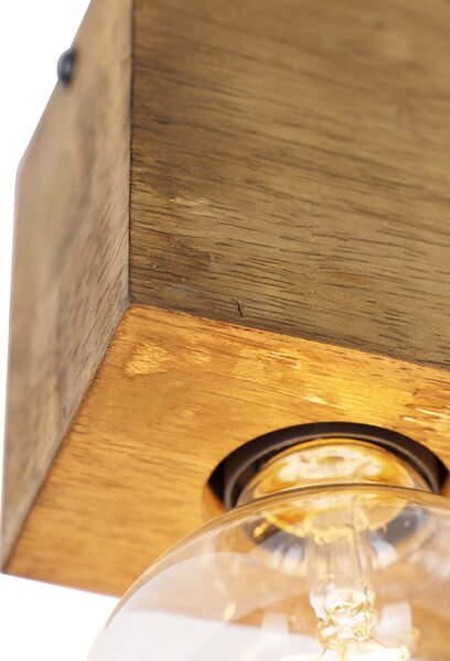 Spot de tavan rustic din lemn vintage cu 2 lumini - Bloc