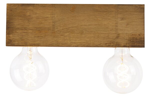 Spot de tavan rustic din lemn vintage cu 2 lumini - Bloc