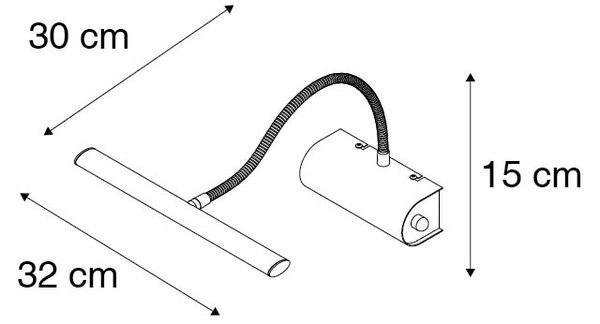 Aplică de perete de design neagră 32 cm cu LED inclus cu dimmer - Tableau