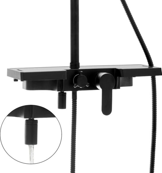 Erga Oslo, set de dus cu robinet cu maneta si raft, negru mat, ERG-YKA-BP.OSLO-25-BLK