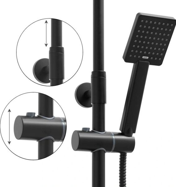 Erga Oslo, set de dus cu robinet cu maneta si raft, negru mat, ERG-YKA-BP.OSLO-25-BLK
