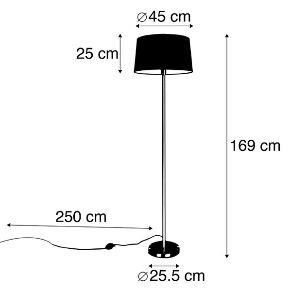 Lampa de podea moderna neagra cu abajur negru 45 cm - Simplo