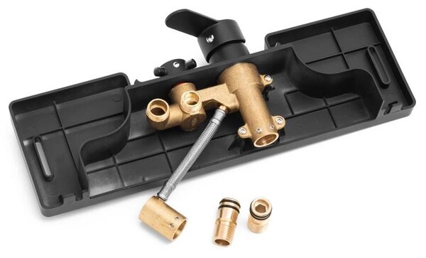 Erga Oslo, set de dus cu robinet cu maneta si raft, negru mat, ERG-YKA-BP.OSLO-25-BLK