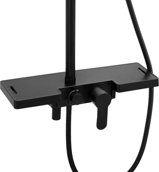 Erga Oslo, set de dus cu robinet cu maneta si raft, negru mat, ERG-YKA-BP.OSLO-25-BLK