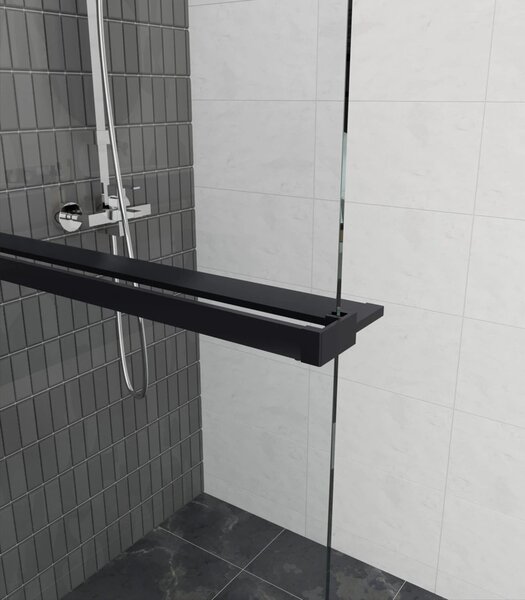 Erga Paris, raft/suport prosop pentru paravan de duș (max. 140 cm), negru mat, ERG-V02-PARIS-SHELF-BK
