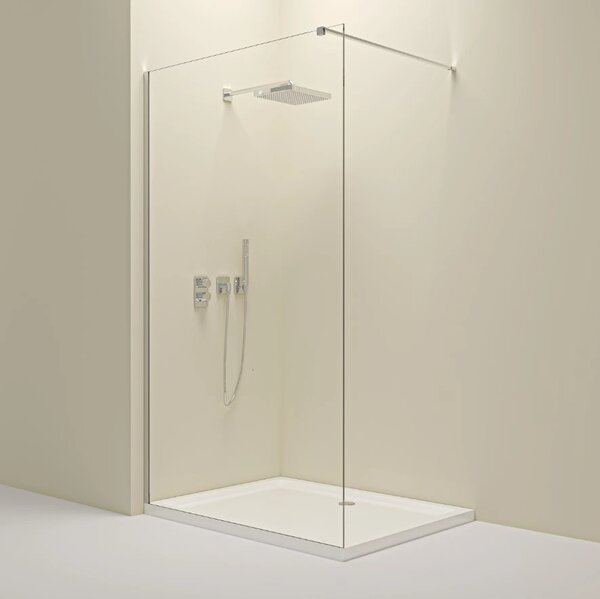Erga Paris, paravan de dus walk-in 50x200 cm, sticla transparenta 8mm, profil cromat, ERG-V02-PARIS-050x200-CL-CR