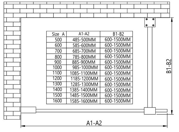 Erga Paris, cabină de duș 50x200 cm cu poliță și suport pentru prosoape, sticlă transparentă 8 mm, profil negru, ERG-V02-PARIS-050x200-CL-BK-BAR