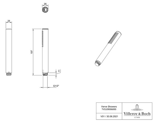 Villeroy & Boch Verve Showers duș de mână crom TVS10900600061