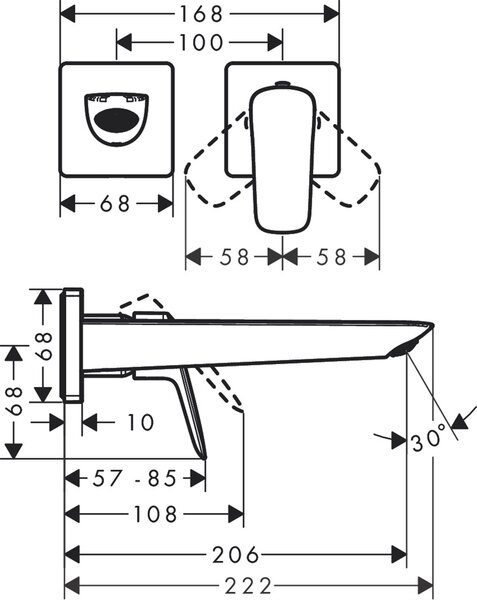 Hansgrohe Logis baterie lavoar ascuns negru 71256670