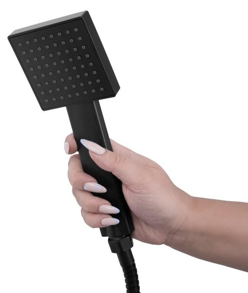 Erga Sara, baterie de baie cu set de duș manual, negru mat, ERG-YKA-BW.SARA-BLK